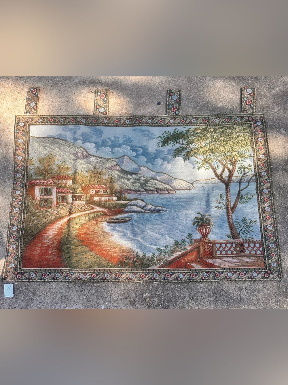 VTG Woven Handmade Textile W/ Beadwork Landscape Tapestry Wall
Hanging Decor
